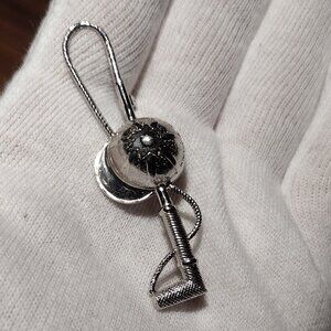 Vintage Sterling Silver Equestrian Crop & Hat Brooch Unisex